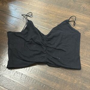 Garage Black Tank Top Ruching in the middle